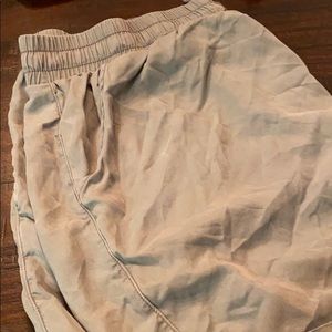 Green linen shorts